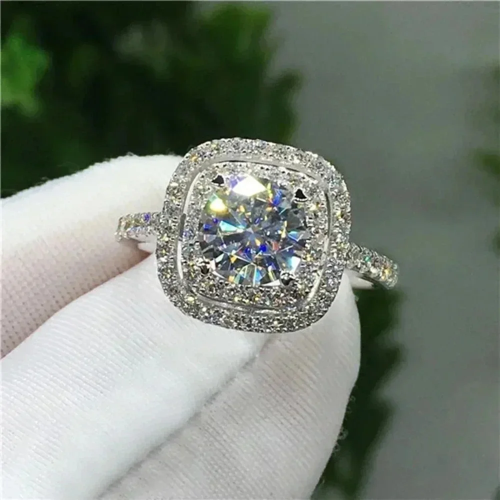 💥High Quality Shiny Round CZ Bling Square Micro Classic Wedding Ring, UNVN12137 - Picture 5 of 5